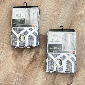 Mainstays 84” Grey Geo Blackout Curtains - 2 sets